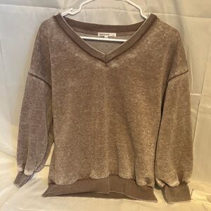 Antispar Taupe V-Neck Pullover Sweater
